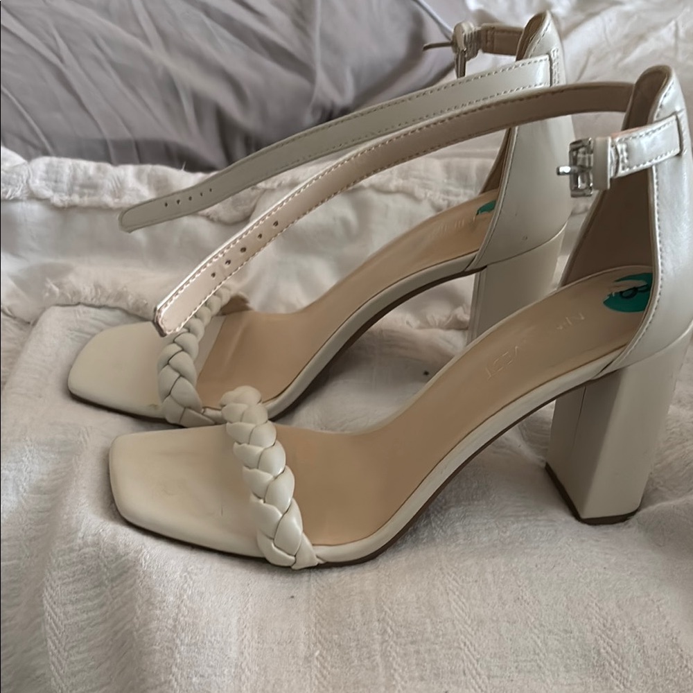 Elegant Cream Block Heel Sandals
